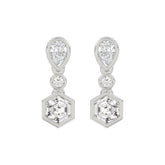 14K WHITE GOLD 1 1/2CT ROUND/PEAR/HEXAGON DIAMOND LADIES EARRINGS